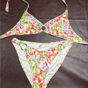Shade & Shore Floral Bikini Set - Pink, Green & Purple